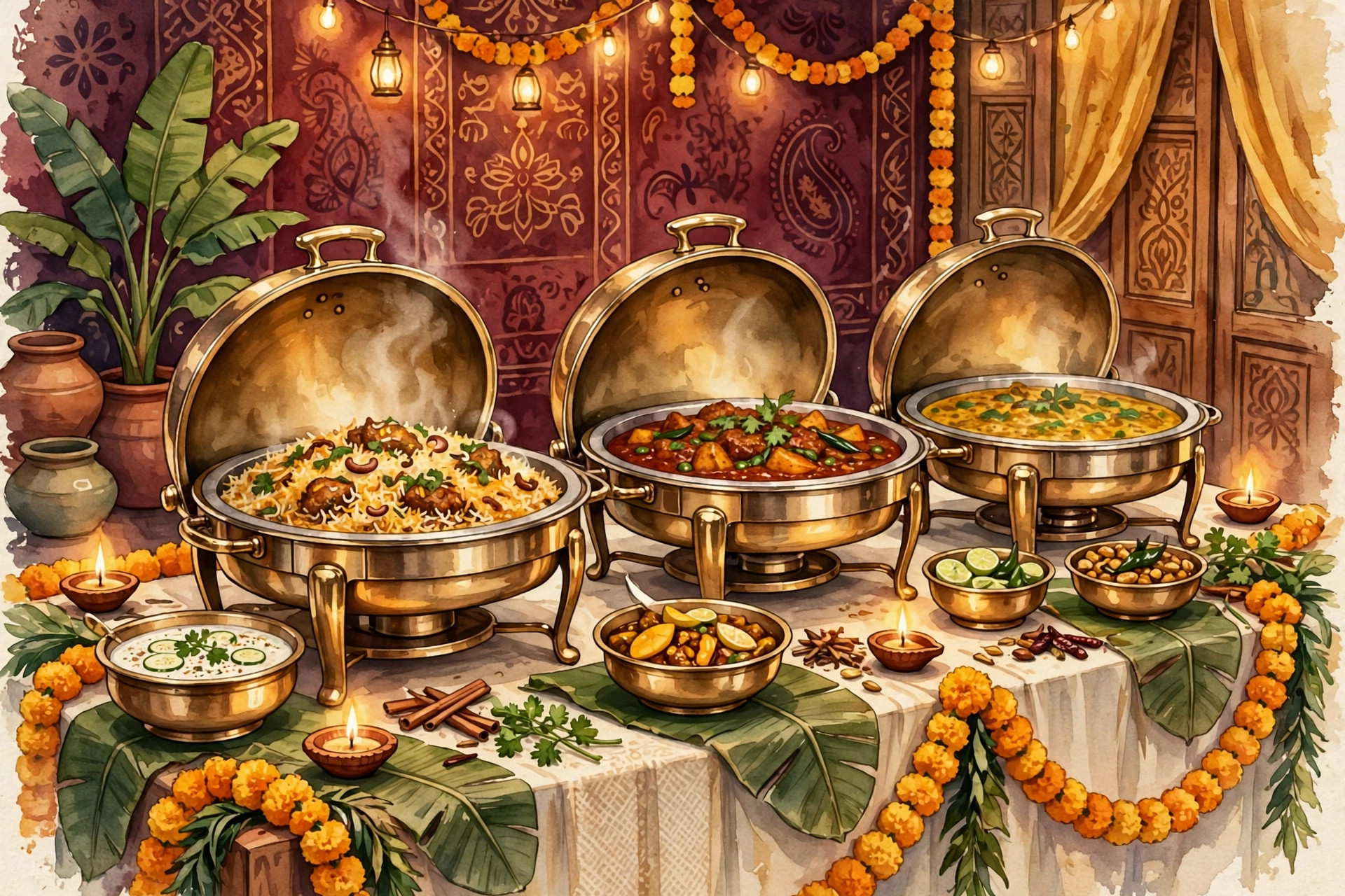 Catering buffet setup